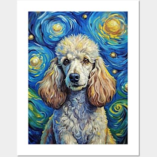 Poodle Dog Breed Painting in a Van Gogh Starry Night Art Style Posters and Art